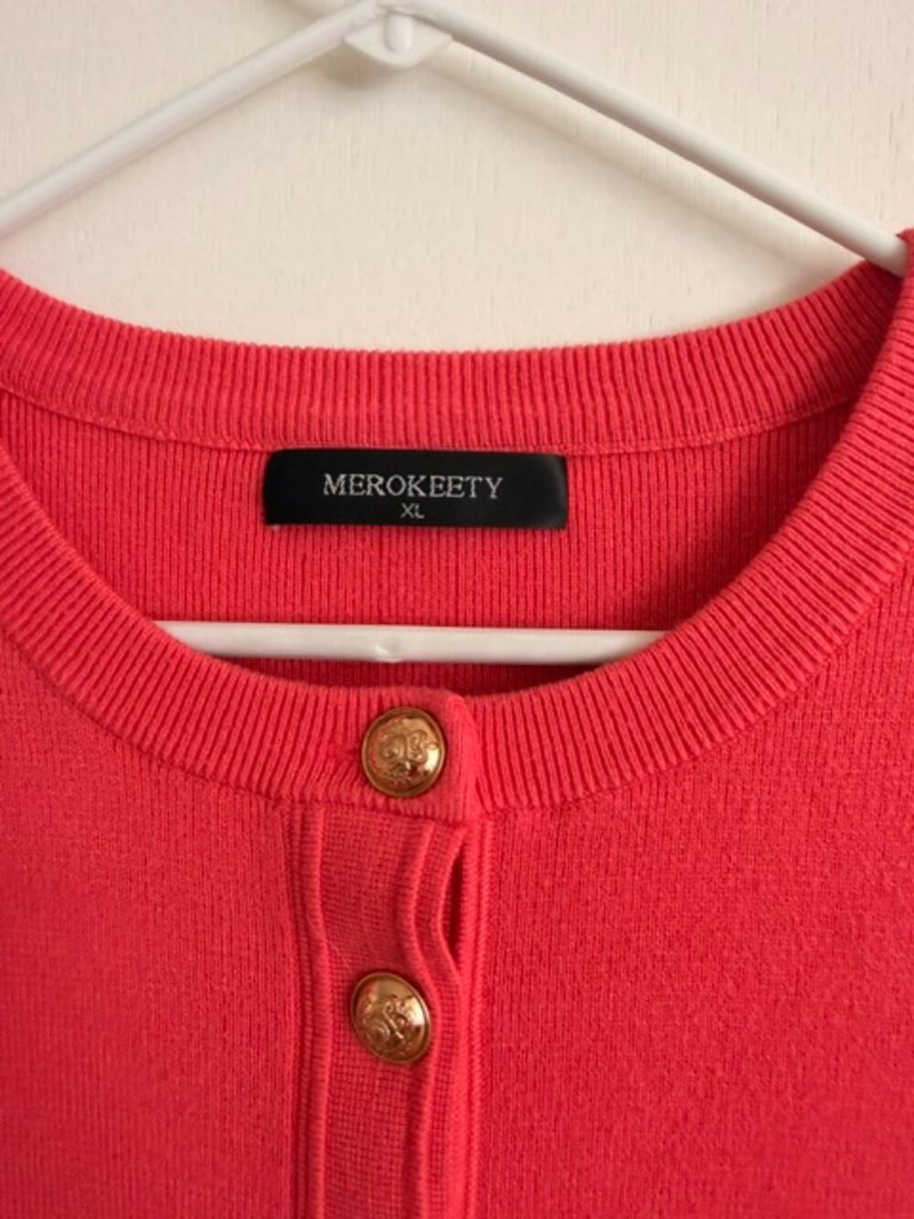 MEROKEETY Coral Shift Dress – Size XL – Gold Button Detail – Work & Career Wear - Picture 3 of 7